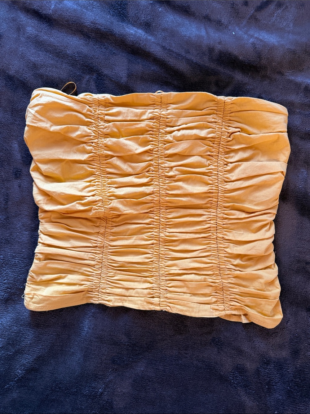 Mango Mustard Yellow Ruched Strapless Top